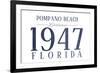 Pompano Beach, Florida - Established Date (Blue)-Lantern Press-Framed Art Print