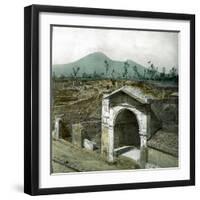 Pompeii (Italy), Alley of Graves, the Vesuvius in the Background-Leon, Levy et Fils-Framed Photographic Print