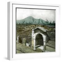 Pompeii (Italy), Alley of Graves, the Vesuvius in the Background-Leon, Levy et Fils-Framed Photographic Print