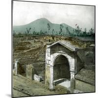Pompeii (Italy), Alley of Graves, the Vesuvius in the Background-Leon, Levy et Fils-Mounted Photographic Print