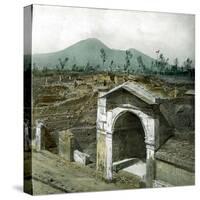 Pompeii (Italy), Alley of Graves, the Vesuvius in the Background-Leon, Levy et Fils-Stretched Canvas