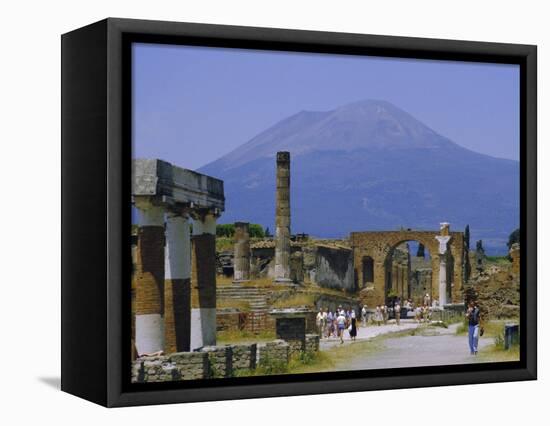 Pompeii, Mt. Vesuvius Behind, Campania, Italy, Europe-Anthony Waltham-Framed Stretched Canvas