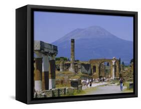 Pompeii, Mt. Vesuvius Behind, Campania, Italy, Europe-Anthony Waltham-Framed Stretched Canvas