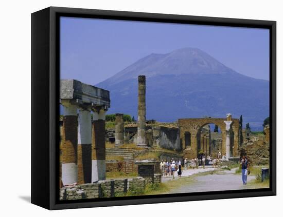 Pompeii, Mt. Vesuvius Behind, Campania, Italy, Europe-Anthony Waltham-Framed Stretched Canvas