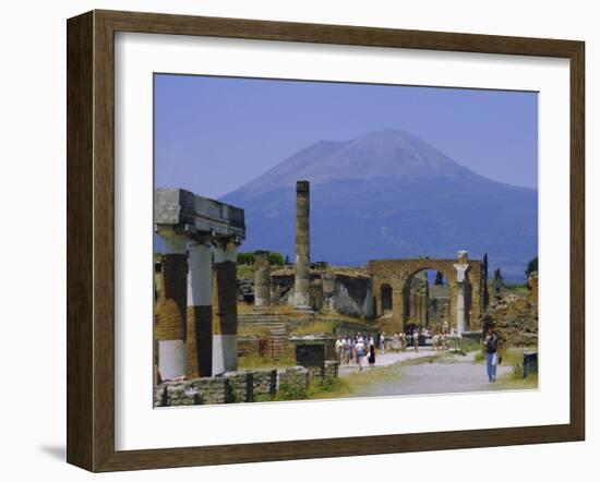 Pompeii, Mt. Vesuvius Behind, Campania, Italy, Europe-Anthony Waltham-Framed Photographic Print