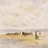 Fishermen on the Beach-Pompeo Mariani-Stretched Canvas
