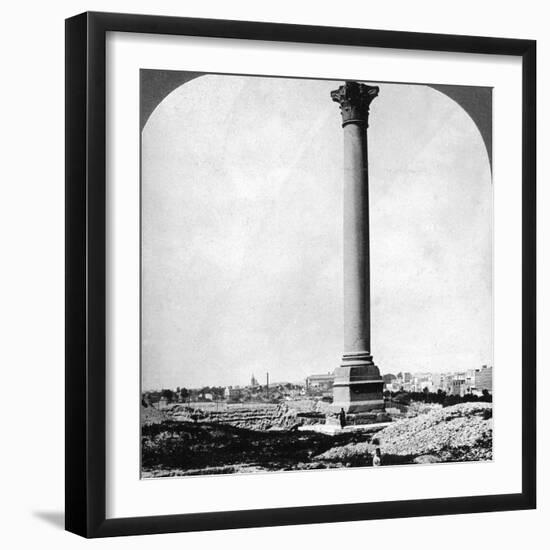 Pompey's Pillar, the Sailor's Landmark, and Modern Alexandria, Egypt, 1905-Underwood & Underwood-Framed Photographic Print