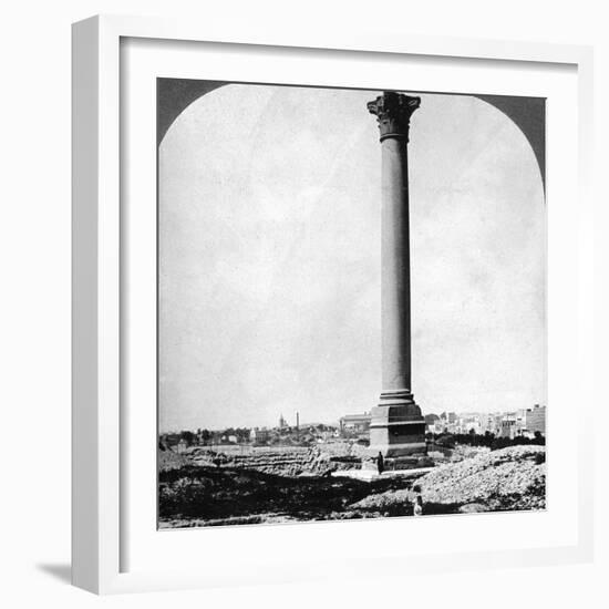 Pompey's Pillar, the Sailor's Landmark, and Modern Alexandria, Egypt, 1905-Underwood & Underwood-Framed Photographic Print