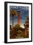 Ponce De Leon Inlet Lighthouse, Florida - Dusk Scene-Lantern Press-Framed Art Print