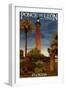 Ponce De Leon Inlet Lighthouse, Florida - Dusk Scene-Lantern Press-Framed Art Print