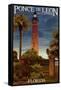 Ponce De Leon Inlet Lighthouse, Florida - Dusk Scene-Lantern Press-Framed Stretched Canvas