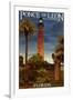 Ponce De Leon Inlet Lighthouse, Florida - Dusk Scene-Lantern Press-Framed Art Print