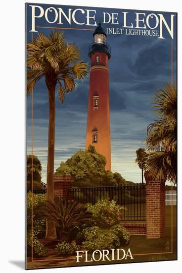 Ponce De Leon Inlet Lighthouse, Florida - Dusk Scene-Lantern Press-Mounted Art Print