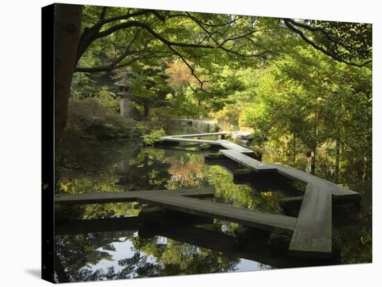 Pond and Walkway in Oyama Jinja Shrine, Kanazawa, Ishikawa Prefecture, Japan, Asia-Christian Kober-Stretched Canvas