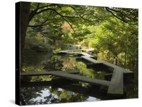 Pond and Walkway in Oyama Jinja Shrine, Kanazawa, Ishikawa Prefecture, Japan, Asia-Christian Kober-Stretched Canvas