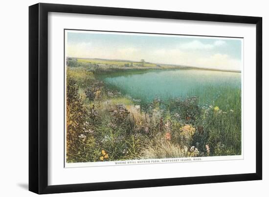 Pond and Wildflowers, Nantucket, Massachusetts-null-Framed Art Print