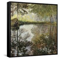 Pond at Montgeron-Claude Monet-Framed Stretched Canvas