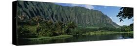 Pond in a Garden, Hoomaluhia Botanical Garden, Kaneohe, Oahu, Hawaii, USA-null-Stretched Canvas