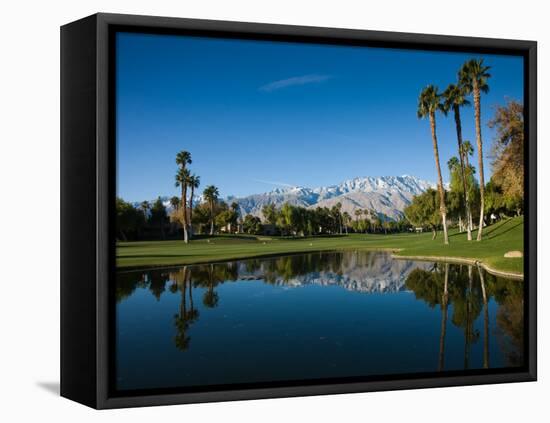 Pond in a Golf Course, Desert Princess Country Club, Palm Springs, Riverside County, California-null-Framed Stretched Canvas