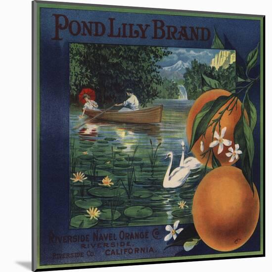 Pond Lily Brand - Riverside, California - Citrus Crate Label-Lantern Press-Mounted Art Print