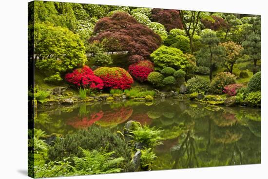 Pond, Strolling Garden, Portland Japanese Garden, Oregon, Usa-Michel Hersen-Stretched Canvas