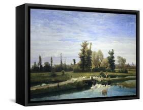 Pond with Ducks-Guglielmo Ciardi-Framed Stretched Canvas