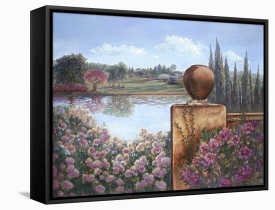 Pond with Wall-Judy Mastrangelo-Framed Stretched Canvas