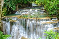 Waterfall in Kanchanaburi Province, Thailand-Pongphan Ruengchai-Framed Stretched Canvas