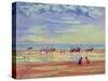 Ponies on Ferring Beach-Robert Tyndall-Stretched Canvas