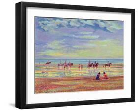 Ponies on Ferring Beach-Robert Tyndall-Framed Giclee Print