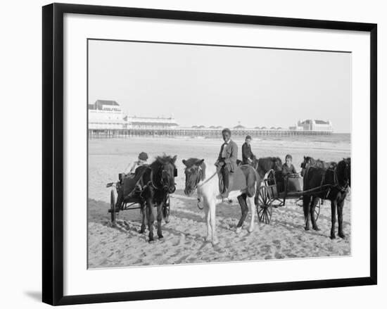 Ponies on the Beach, Atlantic City, N.J.-null-Framed Photo