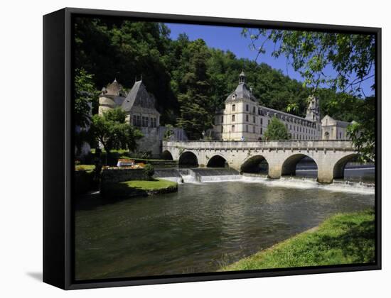 Pont Coud, Dronne River and Abbey, Brantome, Dordogne, France, Europe-Peter Richardson-Framed Stretched Canvas