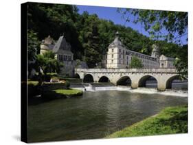 Pont Coud, Dronne River and Abbey, Brantome, Dordogne, France, Europe-Peter Richardson-Stretched Canvas