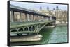 Pont de Bir Hakeim And Seine-Cora Niele-Framed Stretched Canvas