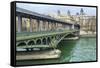 Pont de Bir Hakeim And Seine-Cora Niele-Framed Stretched Canvas