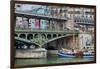 Pont de Bir Hakeim With Boat-Cora Niele-Framed Giclee Print