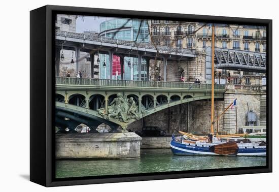 Pont de Bir Hakeim With Boat-Cora Niele-Framed Stretched Canvas