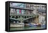 Pont de Bir Hakeim With Boat-Cora Niele-Framed Stretched Canvas