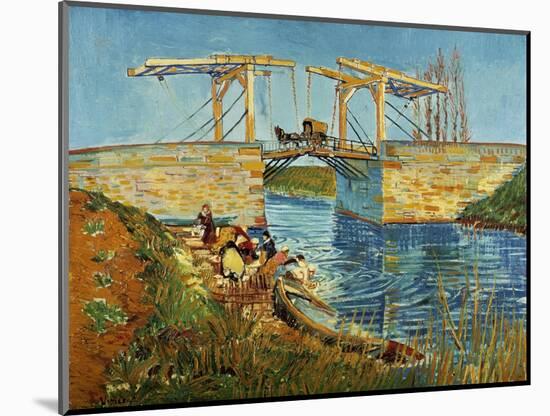 Pont de l'Anglois at Arles with Washer- Women, March 1888-Vincent van Gogh-Mounted Giclee Print
