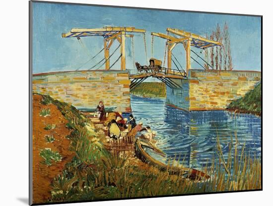 Pont de l'Anglois at Arles with Washer- Women, March 1888-Vincent van Gogh-Mounted Giclee Print