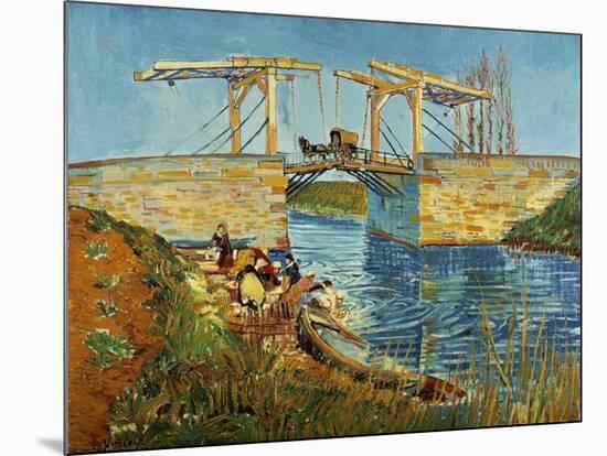 Pont de l'Anglois at Arles with Washer- Women, March 1888-Vincent van Gogh-Mounted Giclee Print