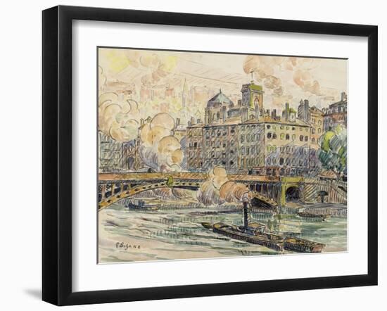 Pont de la Feuillee in Lyon-Paul Signac-Framed Premium Giclee Print