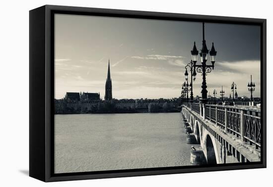 Pont De Pierre Bridge across Garonne River, Bordeaux, Gironde, Aquitaine, France-null-Framed Stretched Canvas