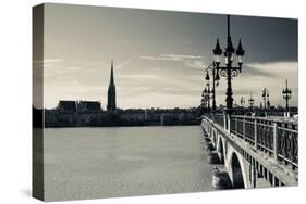 Pont De Pierre Bridge across Garonne River, Bordeaux, Gironde, Aquitaine, France-null-Stretched Canvas