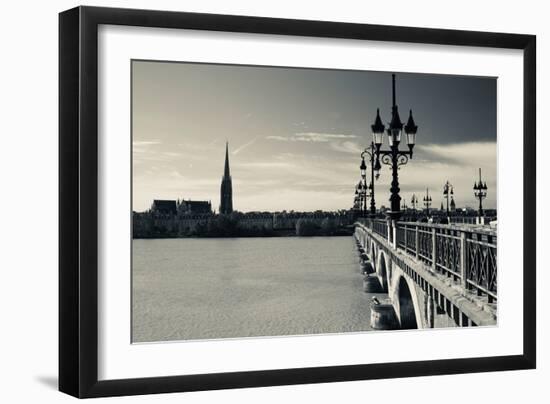 Pont De Pierre Bridge across Garonne River, Bordeaux, Gironde, Aquitaine, France-null-Framed Photographic Print
