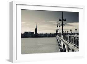 Pont De Pierre Bridge across Garonne River, Bordeaux, Gironde, Aquitaine, France-null-Framed Photographic Print