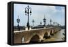 Pont de Pierre on the Garonne River, Bordeaux, UNESCO Site, Gironde, Aquitaine, France-Peter Richardson-Framed Stretched Canvas