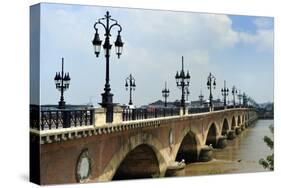 Pont de Pierre on the Garonne River, Bordeaux, UNESCO Site, Gironde, Aquitaine, France-Peter Richardson-Stretched Canvas