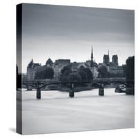 Pont Des Arts, Notre Dame Cathedral and River Seine, Paris, France-Jon Arnold-Stretched Canvas