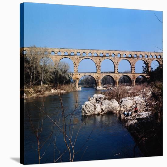 Pont Du Gard Aqueduct in France-Philip Gendreau-Stretched Canvas